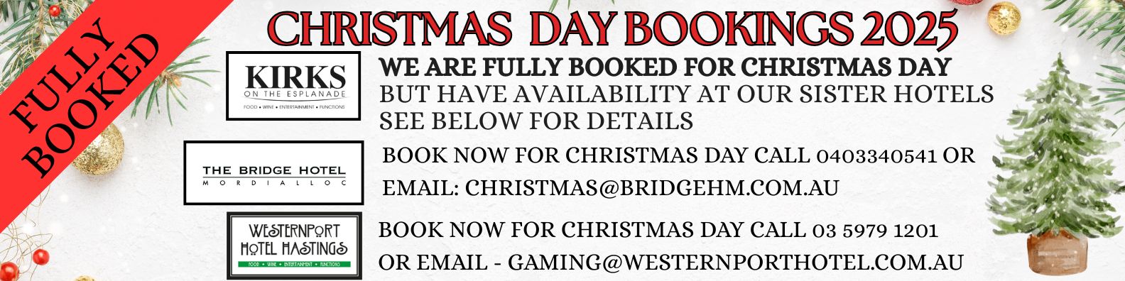 Kirks christmas day bookings kirks hotel mornington peninsula